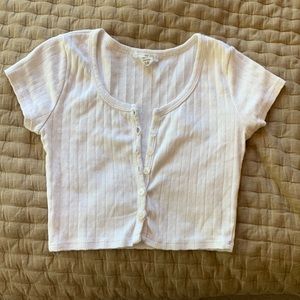White button up crop top